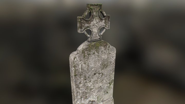 Grave with cross and moss 3D Model