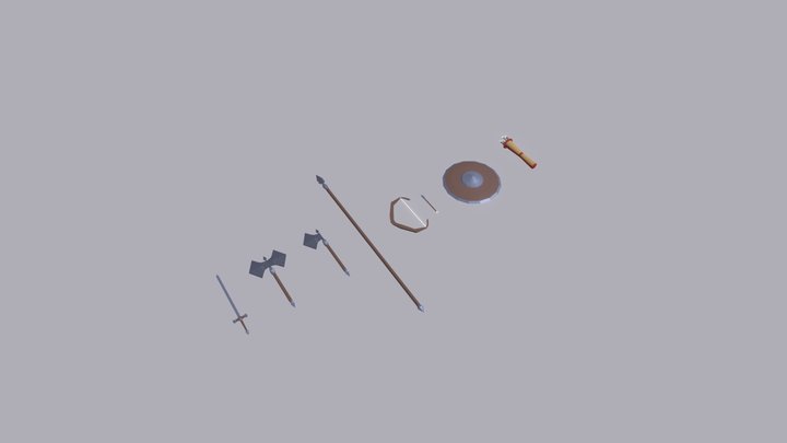 Low poly medieval weapons 3D Model