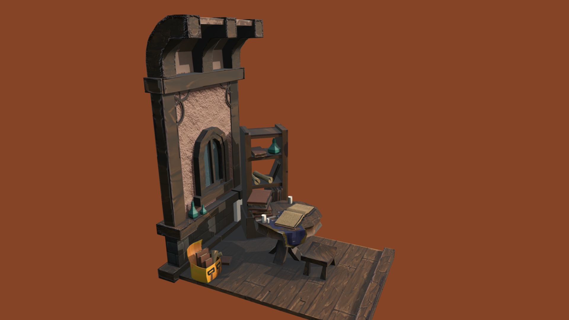 3D model medival room - This is a 3D model of the medival room. The 3D model is about a toy house on a table.