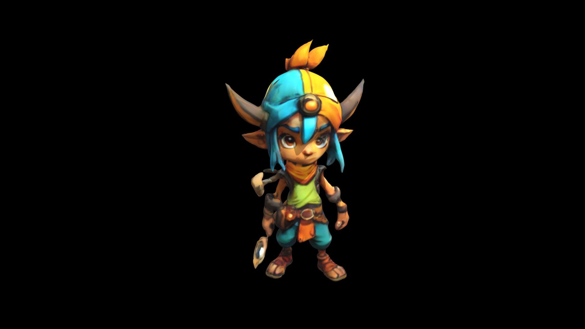 a cartoon drawing of a person with horns and - Download Free 3D model ...