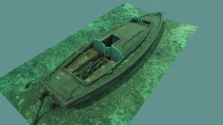 Sailboat Wreck with Quagga Mussel Colonization 3D Model