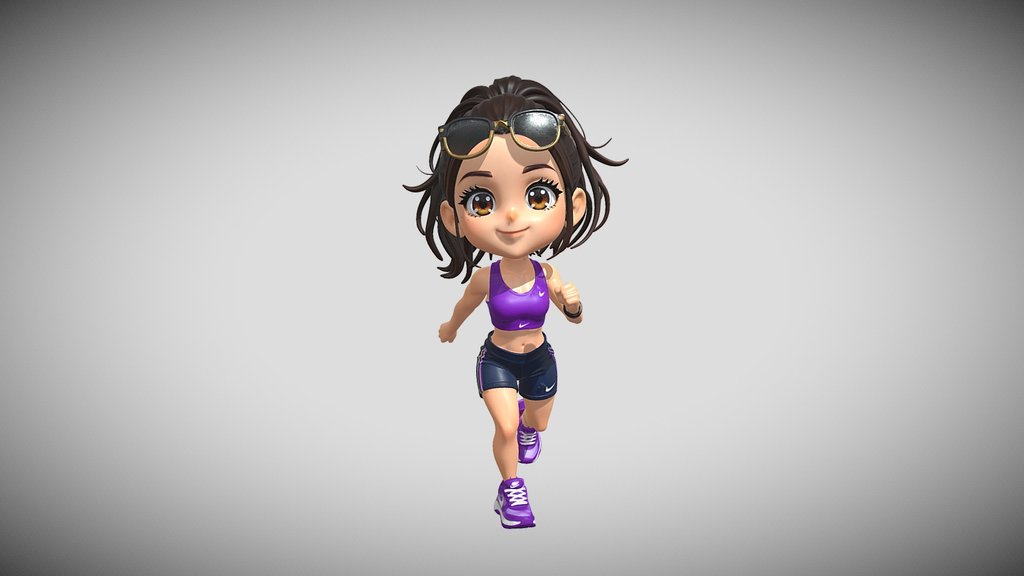 Chibi Purple Sprint Runner