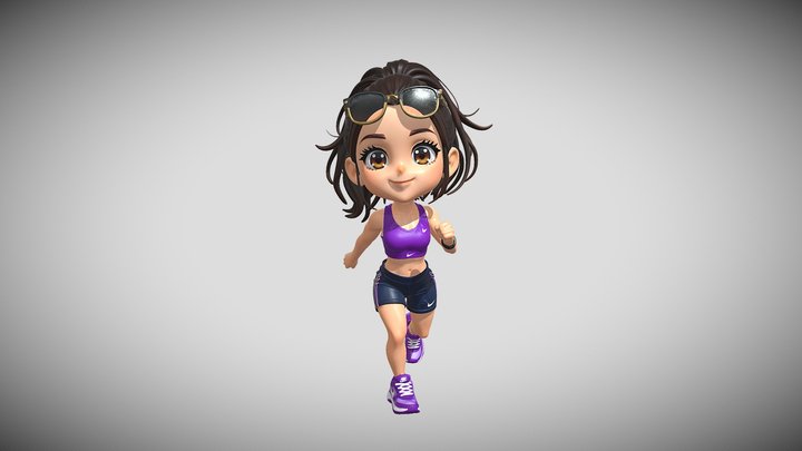 Chibi Purple Sprint Runner – Modello 3D gratuito STL