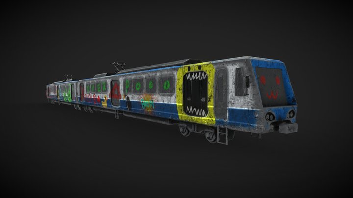 Metro train with Graffiti 3D Model