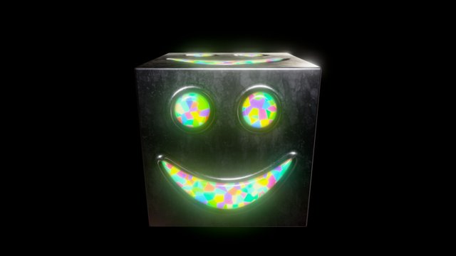 Cubo de Platina com Sorriso Psicodélico 3D Model