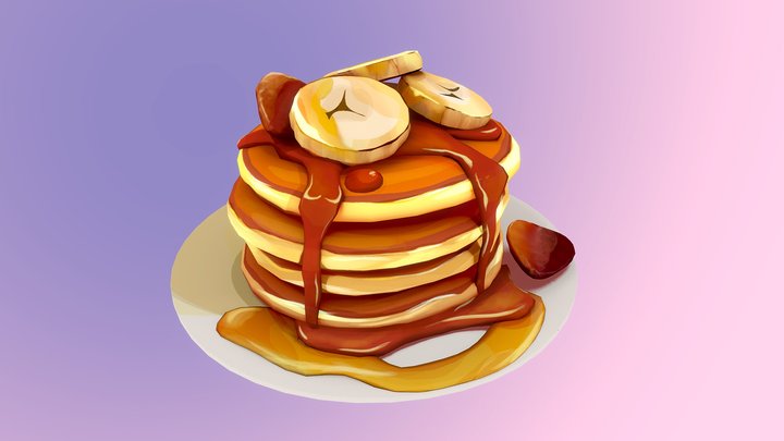 🥞🍌Mouthwatering banana pancakes in syrup🥞🍌 3D Model