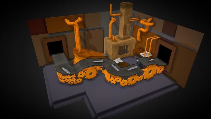steampunk blacksmith DAE Bazaar 3D Model