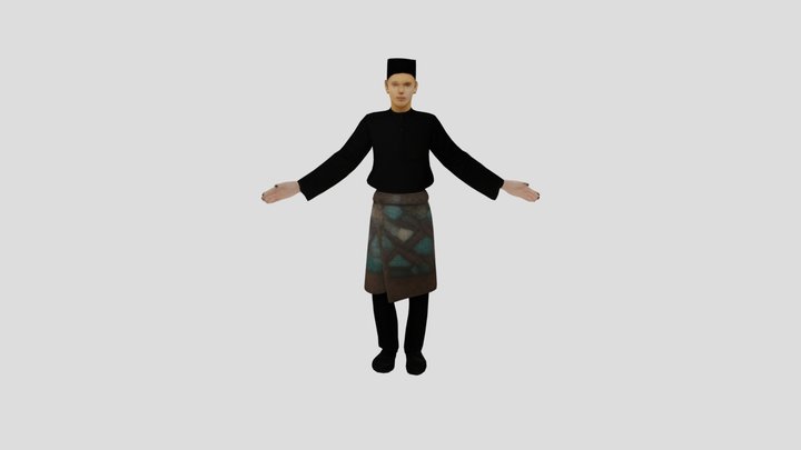 Baju Melayu Cekak Musang (with Sampin) 3D Model