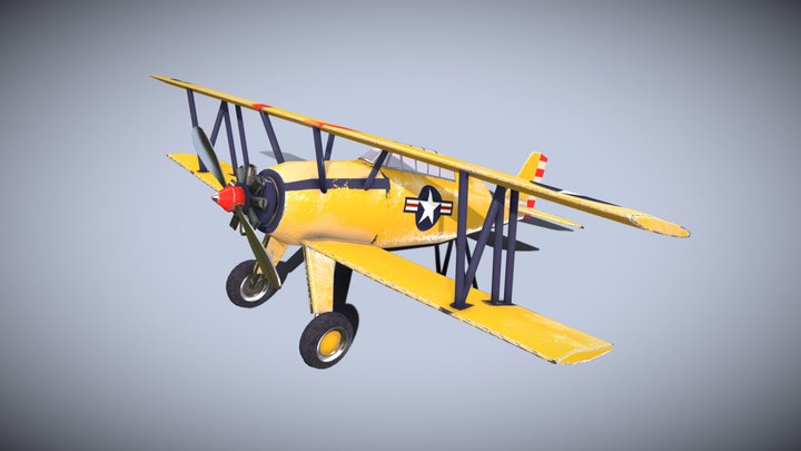 Airplane biplane 3D Model