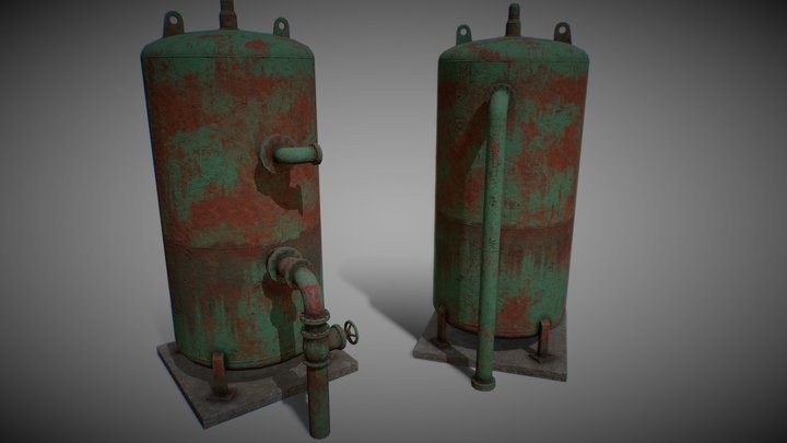 Old Weathered Water Tank 3D Model
