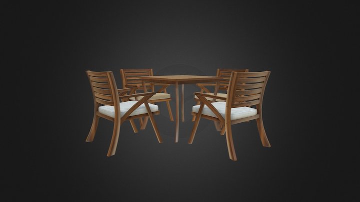 Ajax 5 Piece Dining Set with Cushion 3D Model