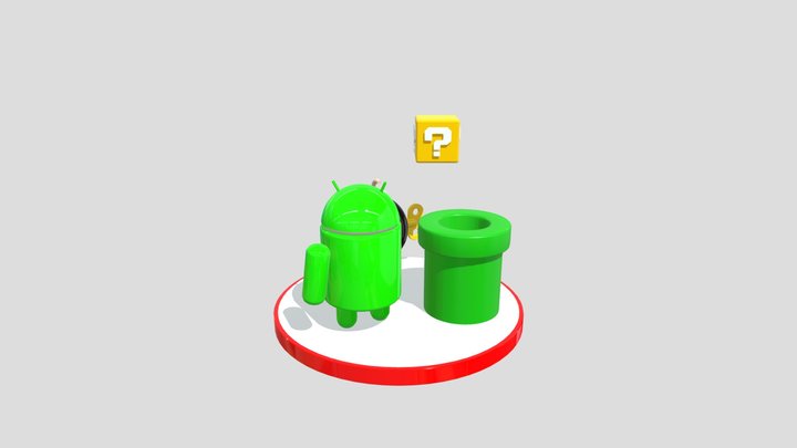 Cena Mário Bros + Android 3D Model