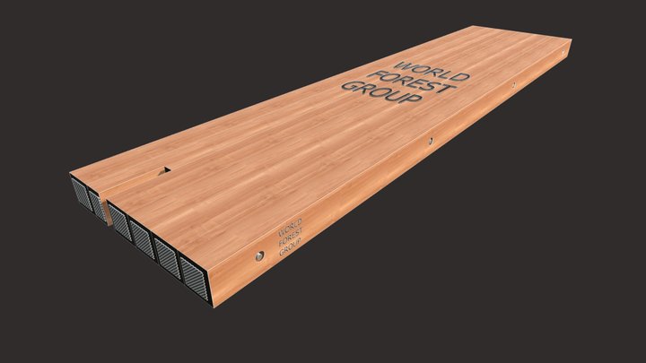 8"x48"x16' One Notch WFG Eucalyptus Hardwood Mat 3D Model