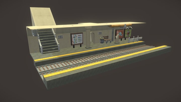 Subway Station Scene 3D Model