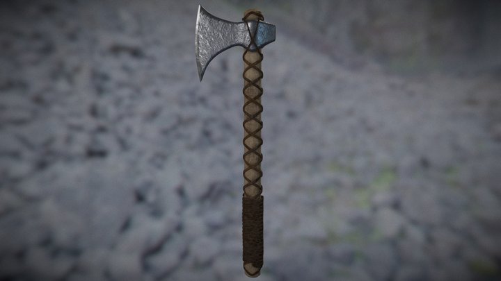 Viking Axe W. Leather 3D Model