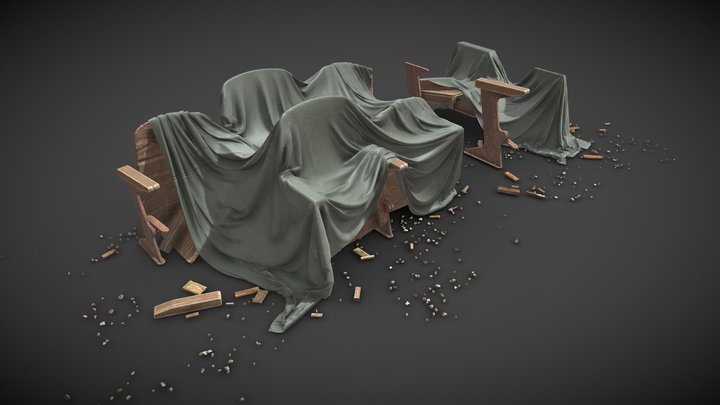fabric simulation on chairs 3D Model