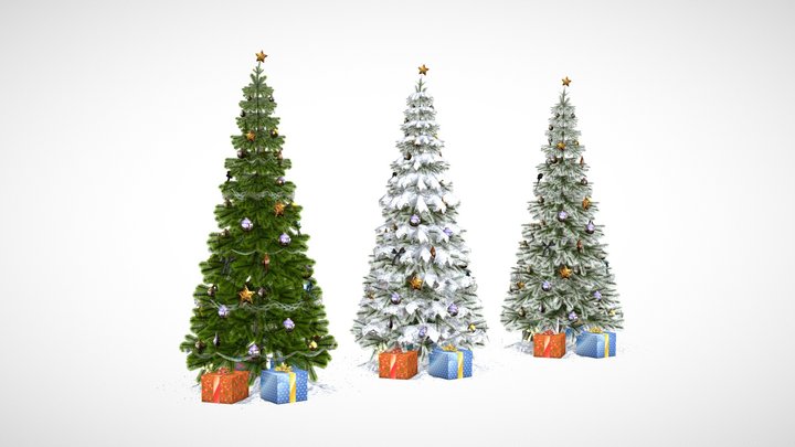 Christmas Firs Lowpoly 3D Model