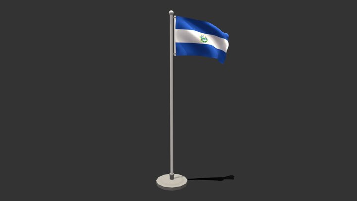 Low Poly Seamless Animated El Salvador Flag 3D Model