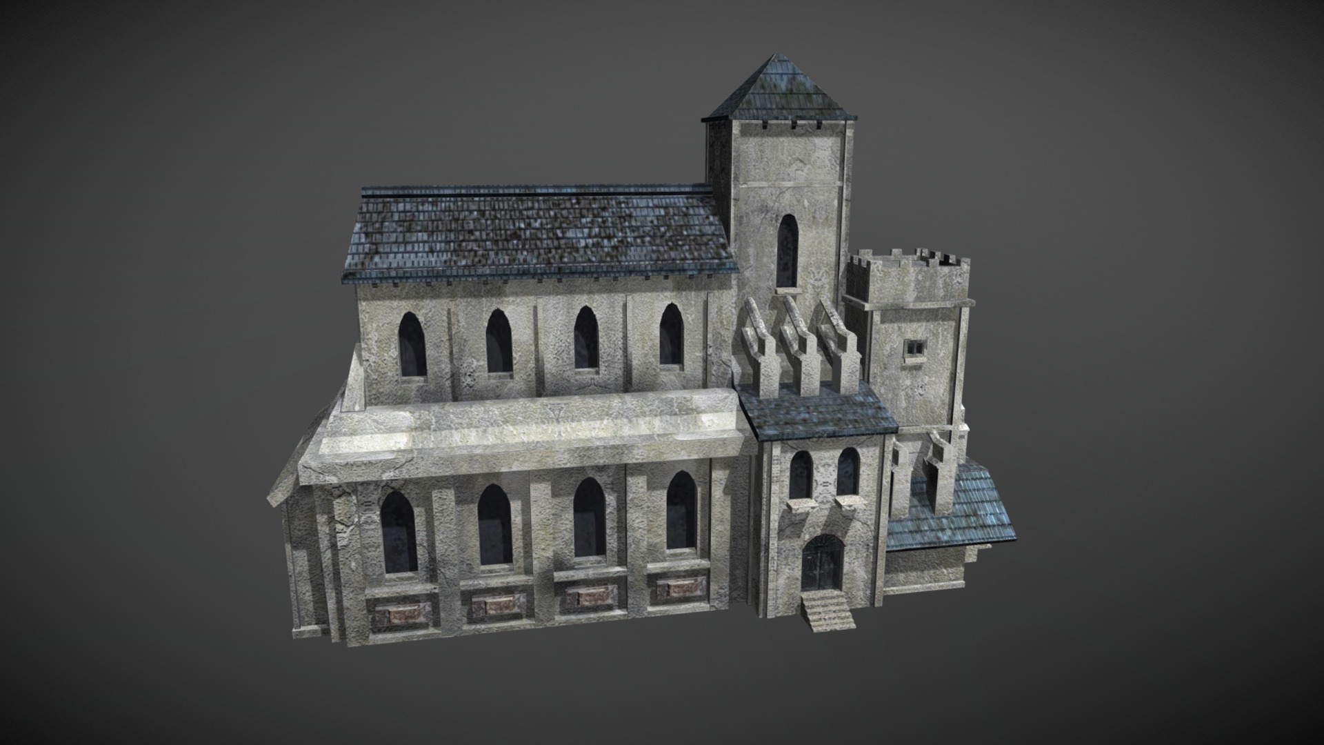 3D model Church - This is a 3D model of the Church. The 3D model is about a stone castle with a blue sky.