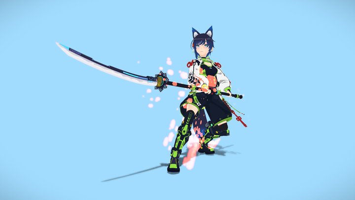 Anime Girl Codename : Obsidian Fox 3D Model