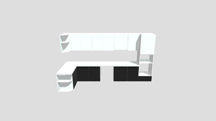 Fekete - Fehér konyha 3D Model