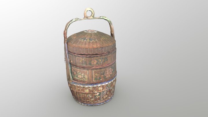 #3 Antique Chinese Basket (3 Tier) 3D Model