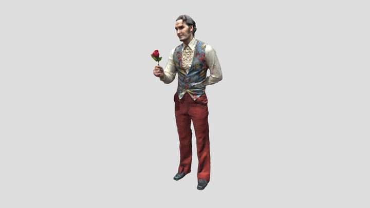 Edwardian Era man presenting rose 3D Model