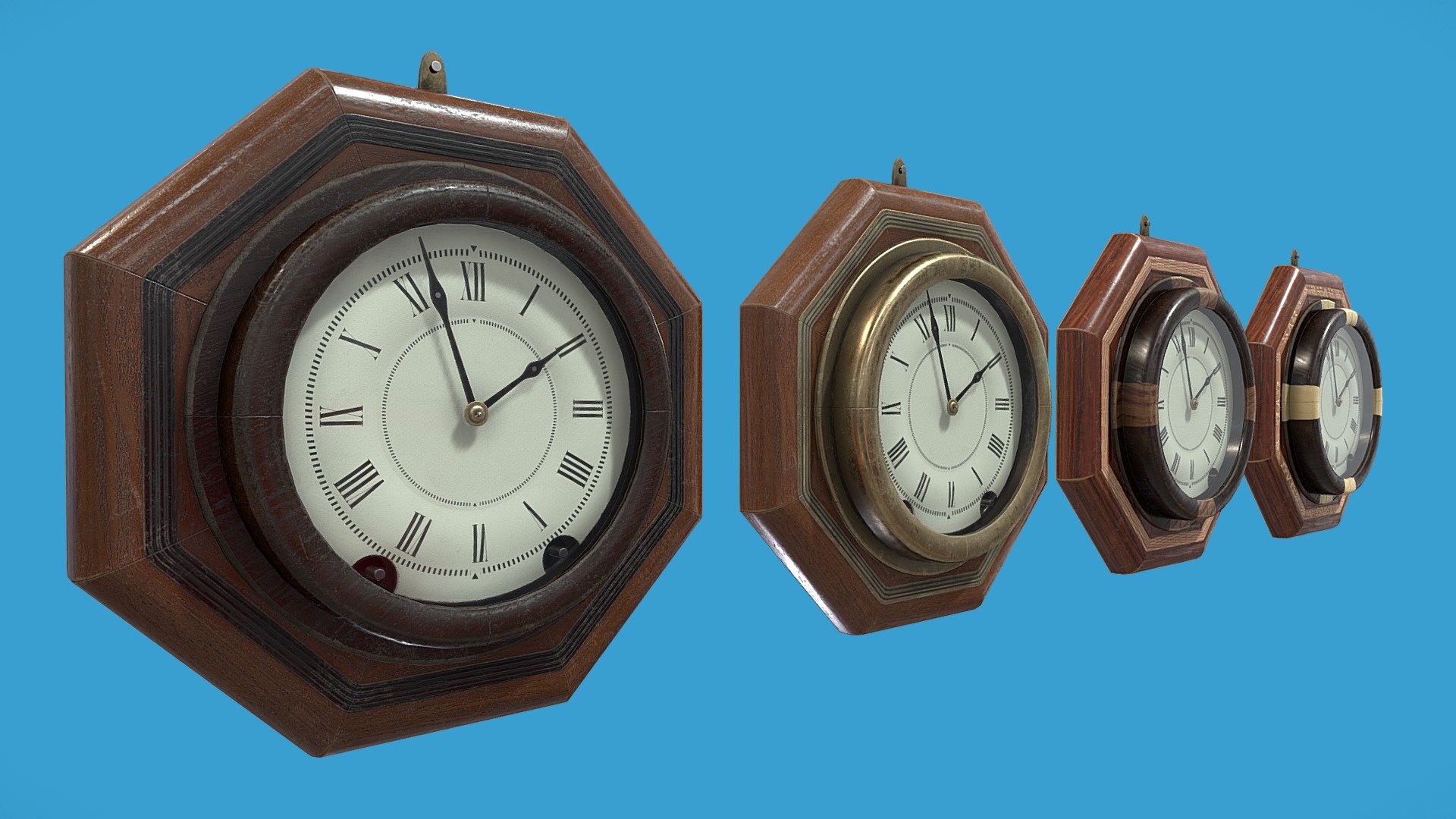 Antique Octagonal Wall Clocks - Download Free 3D model by Mad_Lobster ...