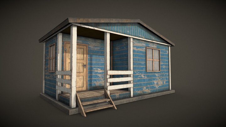 Worn Shed PBR Game-Ready 3D Model