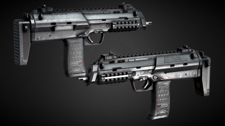 MP7A2 Optimized Lowpoly SMG 3D Model