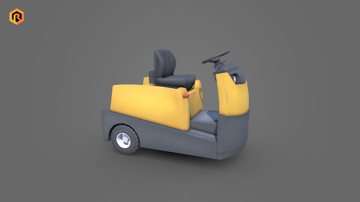 Tow Tractor - Low-poly 3D model 3D Model