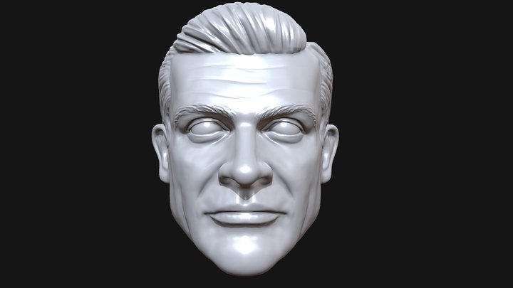 Sean Connery young Bond era action figure head 3D Model