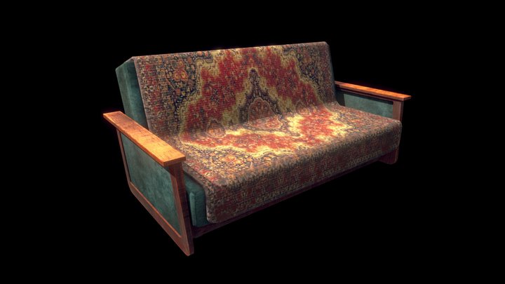 Soviet style sofa with carpet 3D Model