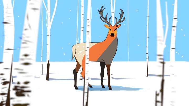 Deer in the Winter forest – Free 3D Model STL