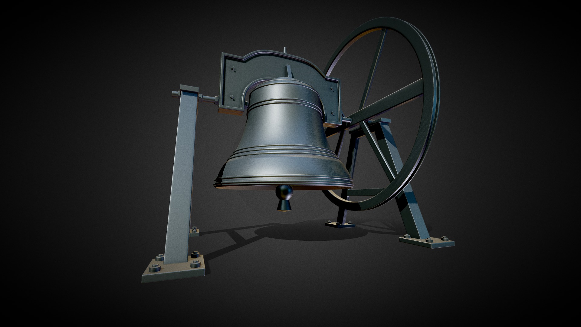 3D model 3D Mission Church Bell – High Poly - This is a 3D model of the 3D Mission Church Bell - High Poly. The 3D model is about a metal object with a wire attached.