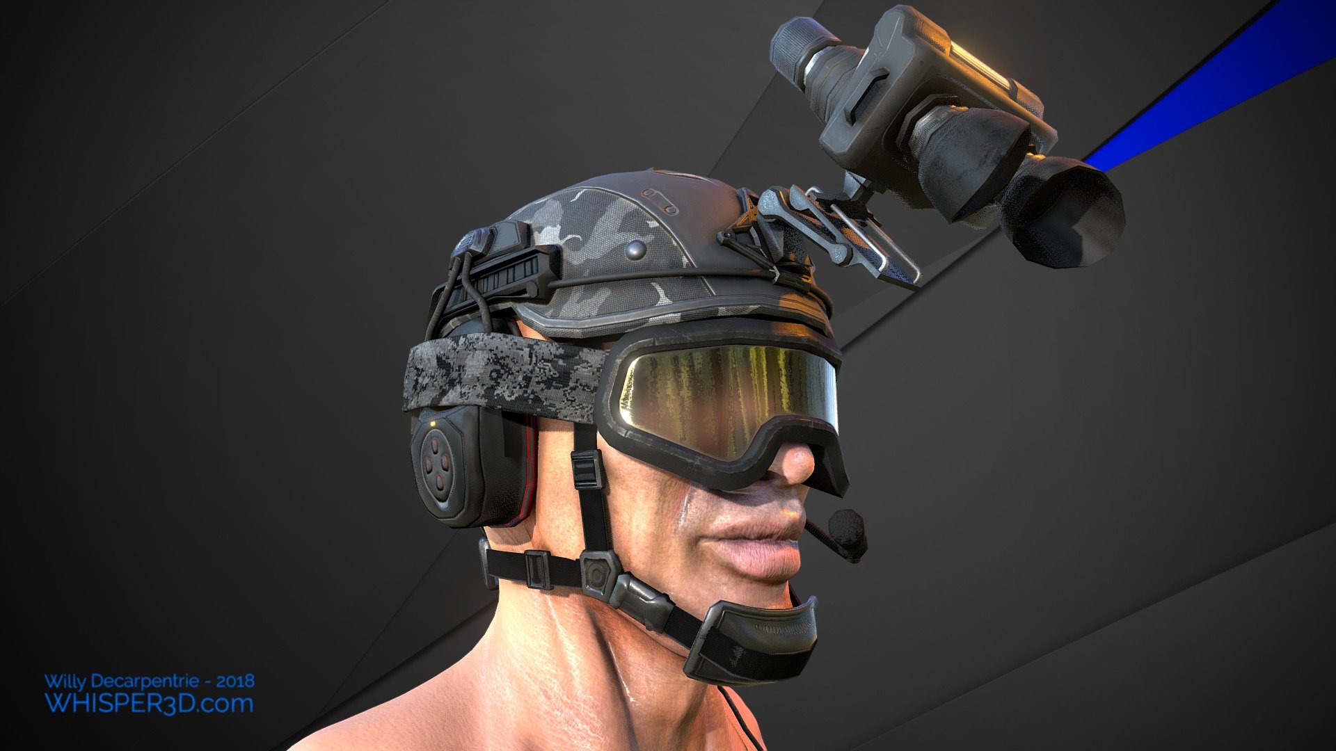 Modello 3D Maschera antigas 3D casco militare da combattimento soldato  armatura scifi fantasy - TurboSquid 2057827