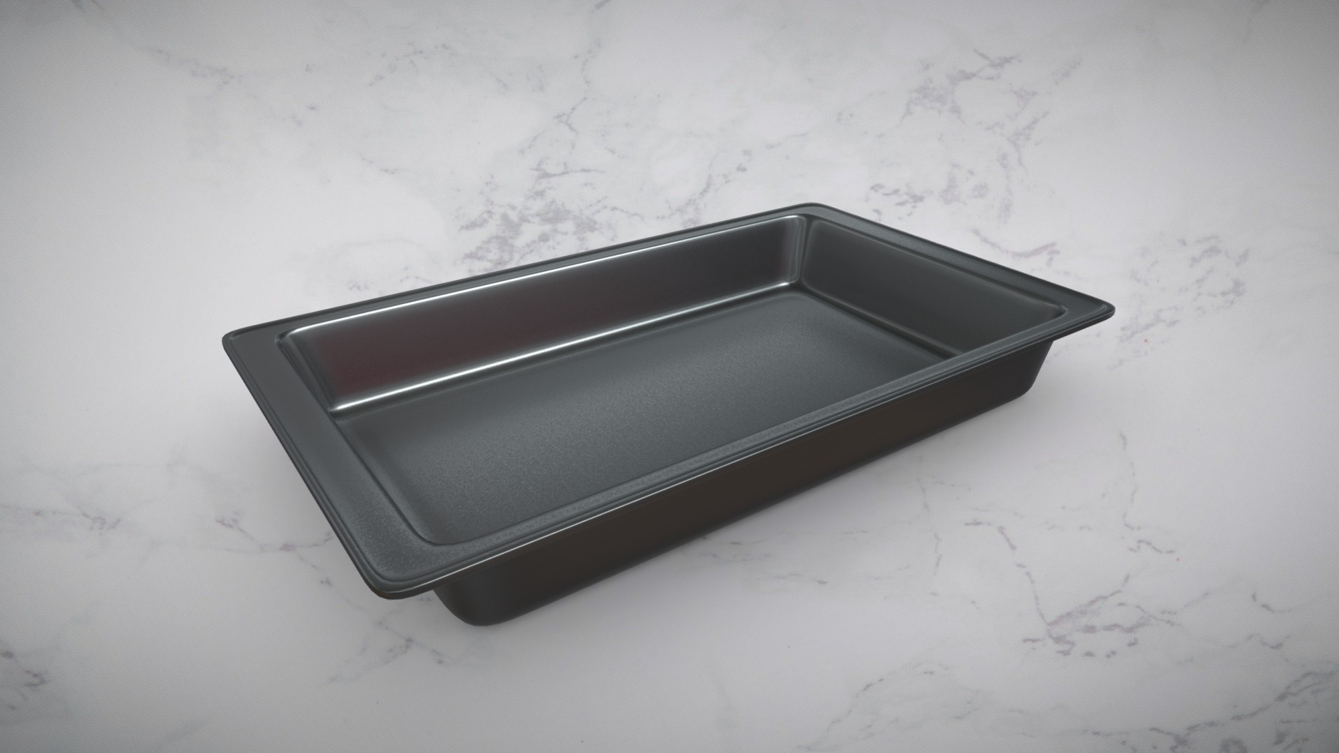 3D model Anodized Aluminum Roasting Pan - This is a 3D model of the Anodized Aluminum Roasting Pan. The 3D model is about a black rectangular object on a white surface.