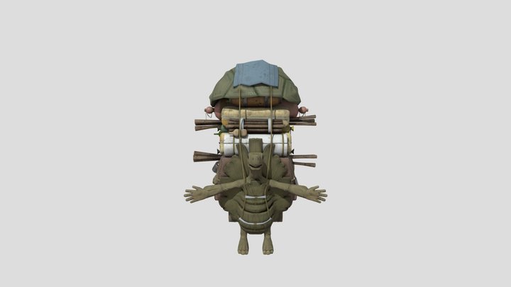 turtle with a backpack 3D Model