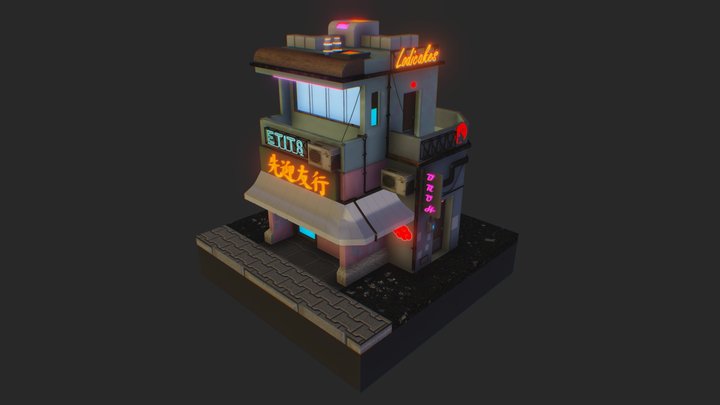 Isometric Coffee Shop 3D Model