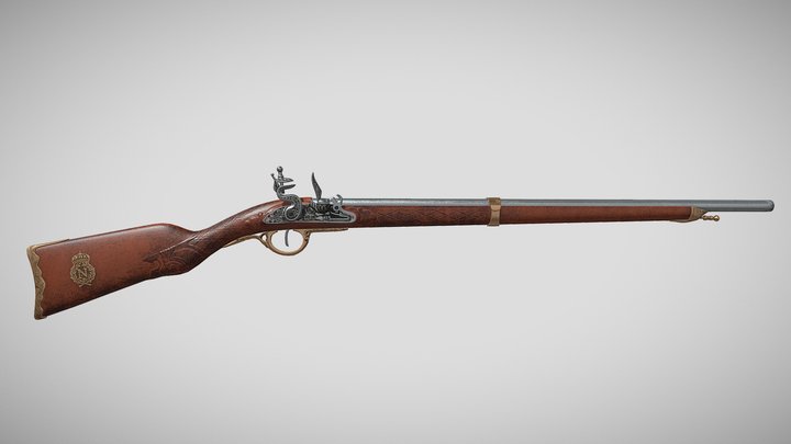 NAPOLEON'S RIFLE, FRANCE 1807 (Game Ready) 3D Model