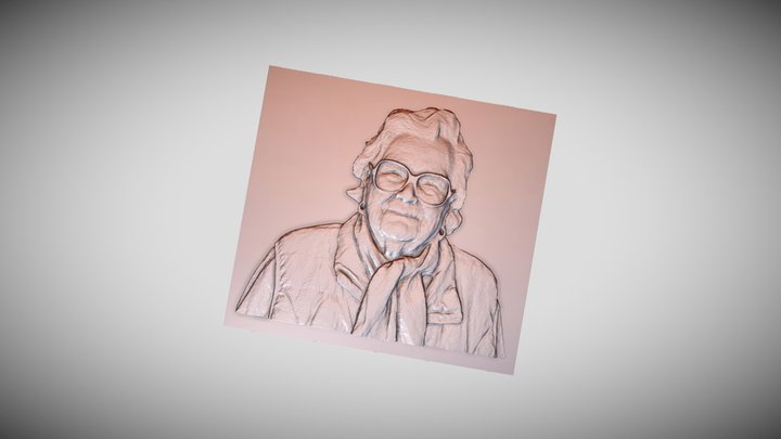 A 3D relief of a grandmother wearing glasses. 3D Model