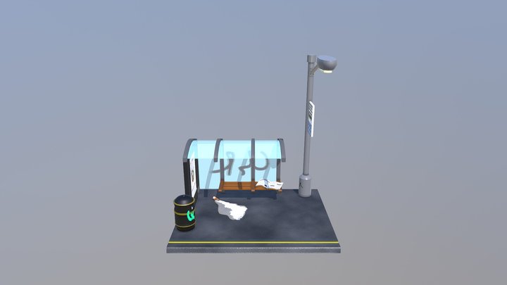 Bus Stop Diorama 3D Model
