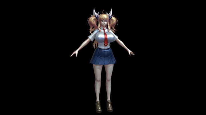 Anime School Girl (rigged) – Modelo 3D gratuito STL