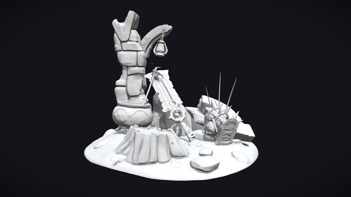 Sculpting end assignment - adventurers camp 3D Model