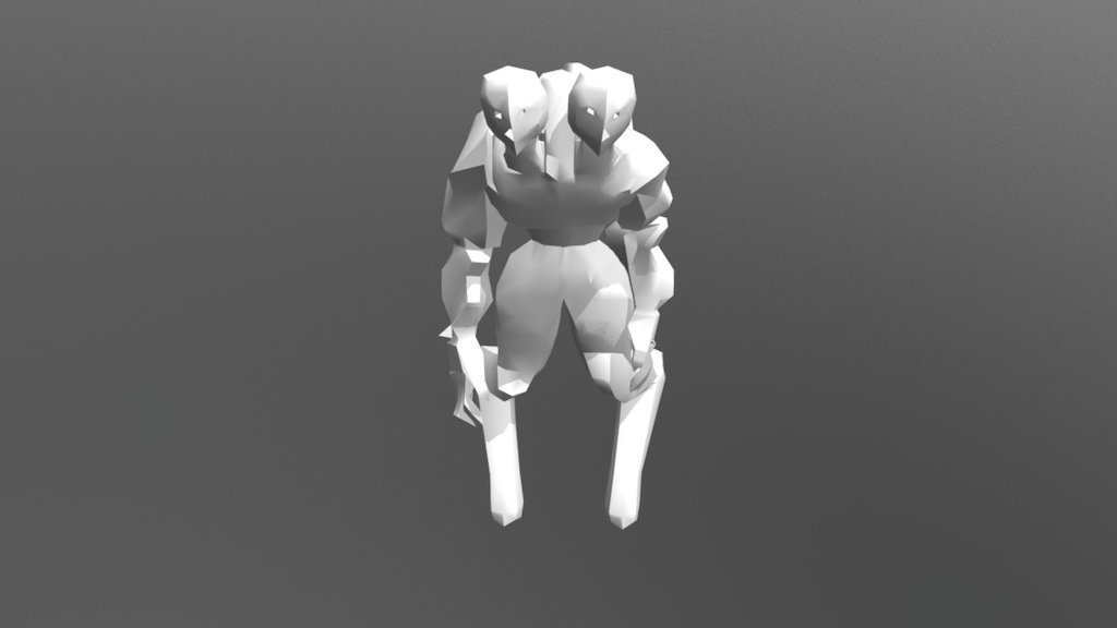 Two-Headed Low Poly Monster