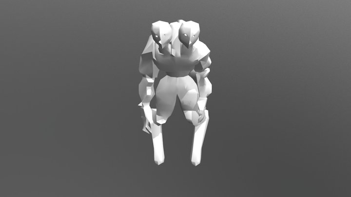 Two-Headed Low Poly Monster 3D Model