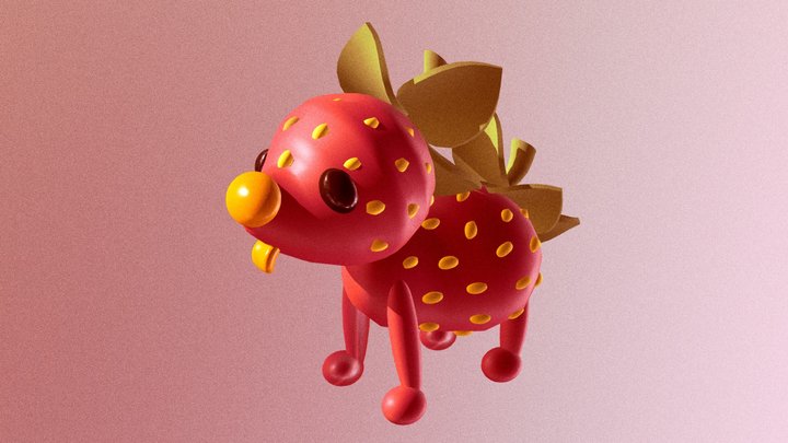 Strawberry Dog 3D Model