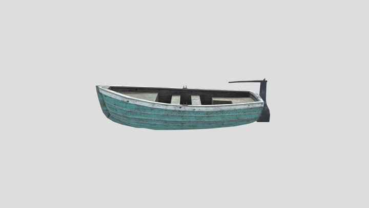 Low poly Wooden boat 3D Model