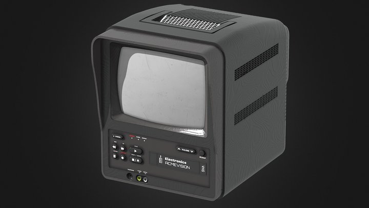 Portable TV VHS Combo (Black) 3D Model