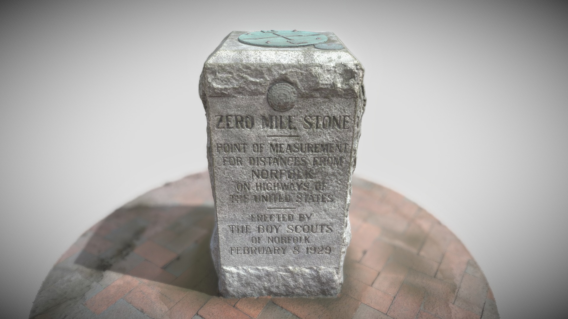 3D model Zero Mile Stone - This is a 3D model of the Zero Mile Stone. The 3D model is about a stone with writing on it.